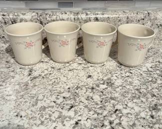 P46 - $15. Vintage Corning Ware Corelle English Breakfast Mugs Set of 4