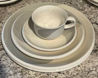 P36 - $65. Set of Mikasa Optima "Balance" Dishes. 2 Dinner Plates, 4 Salad Plates, 7 Pasta Bowls, 4 Mugs, 8 Saucers.