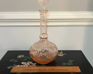 P85 - $140. Vintage Empoli Genie Hot Air Balloon Style Pink Carafe Decanter. 