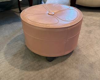 P69 - $35. Vintage Pink Ottoman. Measures 20” diameter x 13” tall. 
