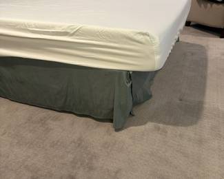 P53 - $225. King Sized Brass Headboard. Measures 76" wide x 42" tall. Includes King(ish) Sized Zinus Mattress. California King sheets fit it. Measures 78" x 74"
