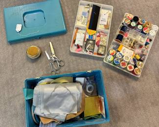 P57 - $15. Vintage Sewing Lot. Box is broken but lots of goodies inside!