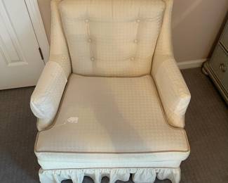 P10 - $30. Upholstered Side Chair. Good vintage condition. Measures 29" wide x 28" deep x 30" tall.