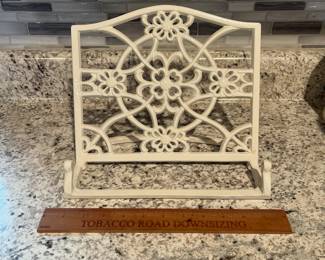 P94 - $20. Enamel Cast Iron Cook Book Holder. 