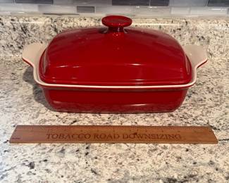P48 - $35. Emile Henry Red Casserole Dishes with Lid. 84.28