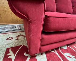 P25 - $100. LaZBoy Sofa. Has some cat damage on the sides. Very comfortable! Measures 87” wide x 37” deep x 32” tall.