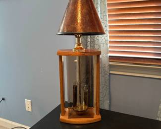 P61 - $20. Vintage Table Lamp. Missing one glass panel in the back - doesn't affect function. 
