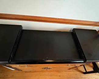 P2 - $450. Very good vintage condition! 1970’s Chinoiserie Pagoda Style Flip Top Buffet / Bar Cabinet.  Designed by Raymond Sobota for the "Chin Hua" Collection. Measures 40” wide x 19” deep x 30.75” tall.