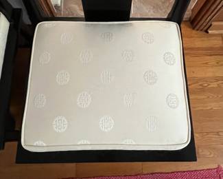 P1 -  $1250. Very good vintage condition! 1970’s Chinoiserie Pagoda Style Dining Table & Eight Chairs From Century Furniture. Designed by Raymond Sobota for the "Chin Hua" Collection. Dining Table (without leaves) Measures 45.5" wide x 75.5" long x 30" tall. 2 Leaves Each Measures 18”. Total Table Length 111”. Six Side chairs. Each Measure 19" X 18" X 40". Two Arm Chairs Each Measure 23" X 21" X 40"