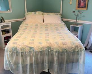 P32 - $350. White Headboard with Adjustable Queen Bed. Frame & Mattress are from Ashley Furniture. Works great!