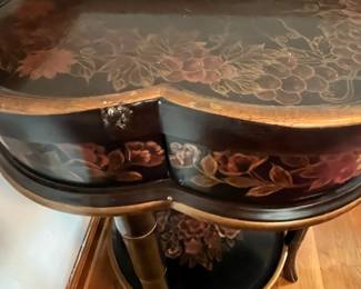 P20 - $85. Oriental Accent Brand Scalloped Side Table. Measures 19.5” deep x 19.5” wide x 29” tall.