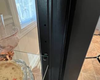 P22 - $275. Cute Display Cabinet / Storage Cabinet. Was used in the kitchen but very versatile piece! Measures 49.5” wide x 18” deep x 58.25” tall. Has 2 drawer that slide easily. Glass Shelves inside that are adjustable. 