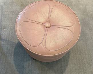 P69 - $35. Vintage Pink Ottoman. Measures 20” diameter x 13” tall. 
