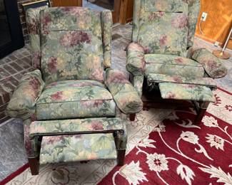 P26 - $100 PAIR of Vintage Recliners. Measures 32” wide x 27” deep x 40” tall. Will split if there is interest. 