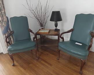 007 – Pair: Hancock & Moore Upholstered Arm Chairs with nailhead trim – 43 x 26 x 23