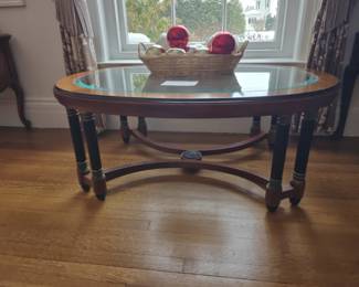 002 – Oval Empire Coffee Table with Glass Inset – 47 x 31 x 18