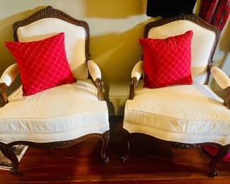 Pair (2) Beautiful White Armed Chairs