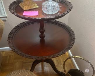 Antique mahogany two-tier table