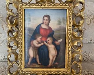 Painted porcelain after Rafael “Madonna of the Goldfinch”