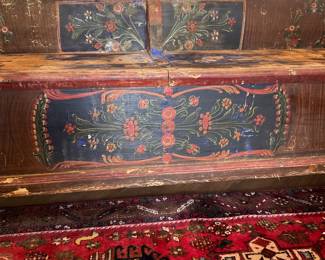 Early 9 foot European painted bench
