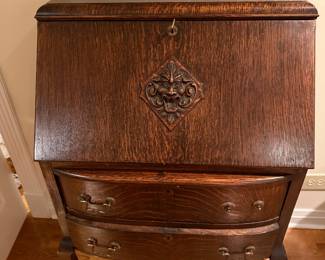 Antique Oak Slant Front Secretary
