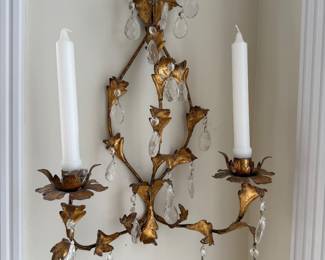 Vintage Italian Giftware Gilded Ornate PAIR Wall Sconces