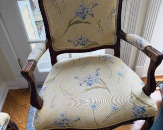 Antique Walnut Carved French Arm Chair (2)