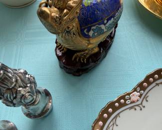 Vintage Brass Cloisonne Dragon Turtle