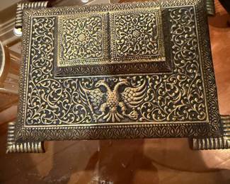 Antique Brass Russian Inkwell