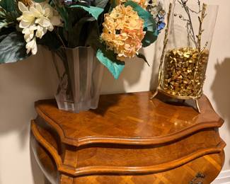 Vintage Italian Parquet Burl Wood Bombe Chest