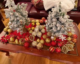 Ornaments, Flocked Table Top Trees