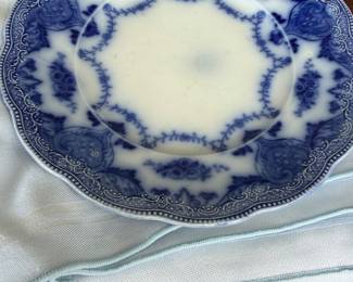 Antique Flow Blue "Waverly" Staffordshire England Set of 6 Plates