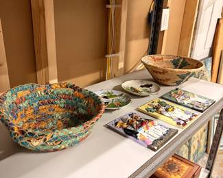 Porcelain Bird Plates, Baskets, Wall Plaques