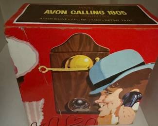 New Vintage 70s Avon Calling 1905 Antique Wall Phone After Shave Talc With Box