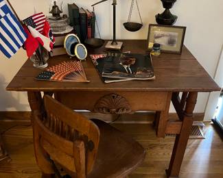 Assortment of flags 
Brass lamp 
Paper fan Stars and Stripes 