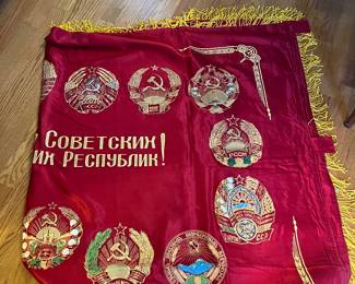 USSR Soviet Union Lenin double sided silk flag / Banner 