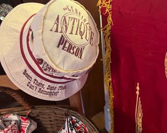 Canvas Hat  antique person w buttons 