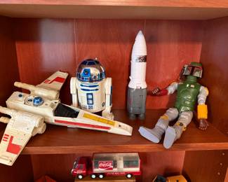 Star Wars toys 
R2D2
14” Boba Fett 1979
X wing fighter 1978