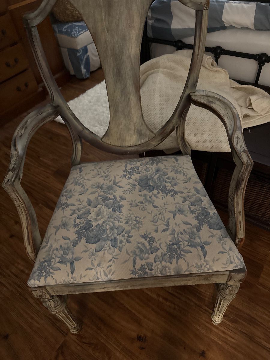 Chalk Painted Vintage Chair New Seat