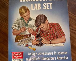 GILBERT Microscope And Lab Set In Metal Box 13042 -Vintage