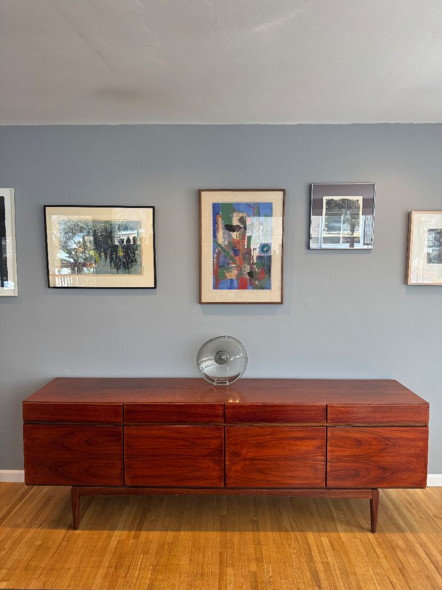 Faarup MobelFabrik Rosewood 4 Drawer / 4 Door Credenza Designed by Ib Kofod-Larsen (90-1/2"W x 19-1/2"D x 30"H)