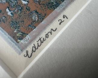 Framed Original Abstract Aquatint on Paper "Eastern Shore" Signed Maggie Stewart - Edition 29 (19"H x 14")