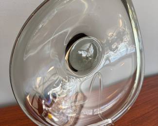 Holmegaard Glasverk 1954 Freeform Bowl with Asymmetrical Rim in Smoke Color Designed by Per Lutken (13-1/2"D)