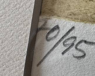 Framed Original Abstract Aquatint Etching on Paper "Collines" Signed Johnny Friedlaender- 1964 - Edition 70/95 (32"W x 27"H) 