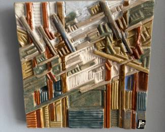 Stig Carlsson JIE Gantofta Stoneware Wall Plaque (7-1/2"W x 7-1/2"H)