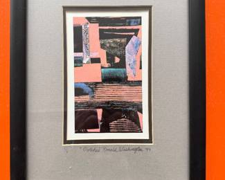Framed Original Lithograph "Patches" Signed Ronald Washington '99 - Edition 1/4 (10"W x 12"H) 