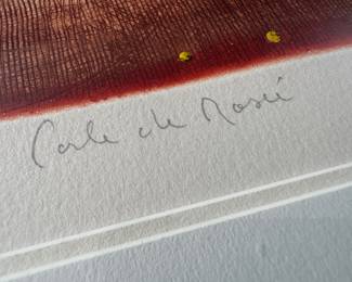 Framed Original Aquatint Etching "Perles de Rosee" Signed Rene Carcan - Edition 3/195 (24"H x 21"W) 