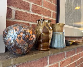 Large Collection of Stoneware, Glass & MCM Signed Pottery & Plates