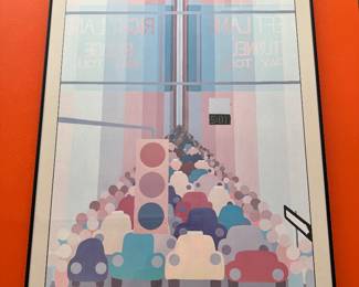 Framed Original "5:01" Exhibition Poster by Carol Dahl / 1981 (25"W x 34"H)
