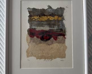 Framed Original Mixed Media on Paper Collagraph Signed - Edition 82/250 (16"W x 19-1/2"H)